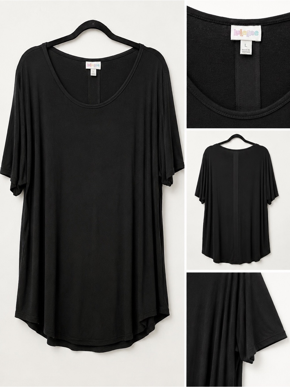 LuLaRoe Black Scoop Neck Short Sleeve Tunic